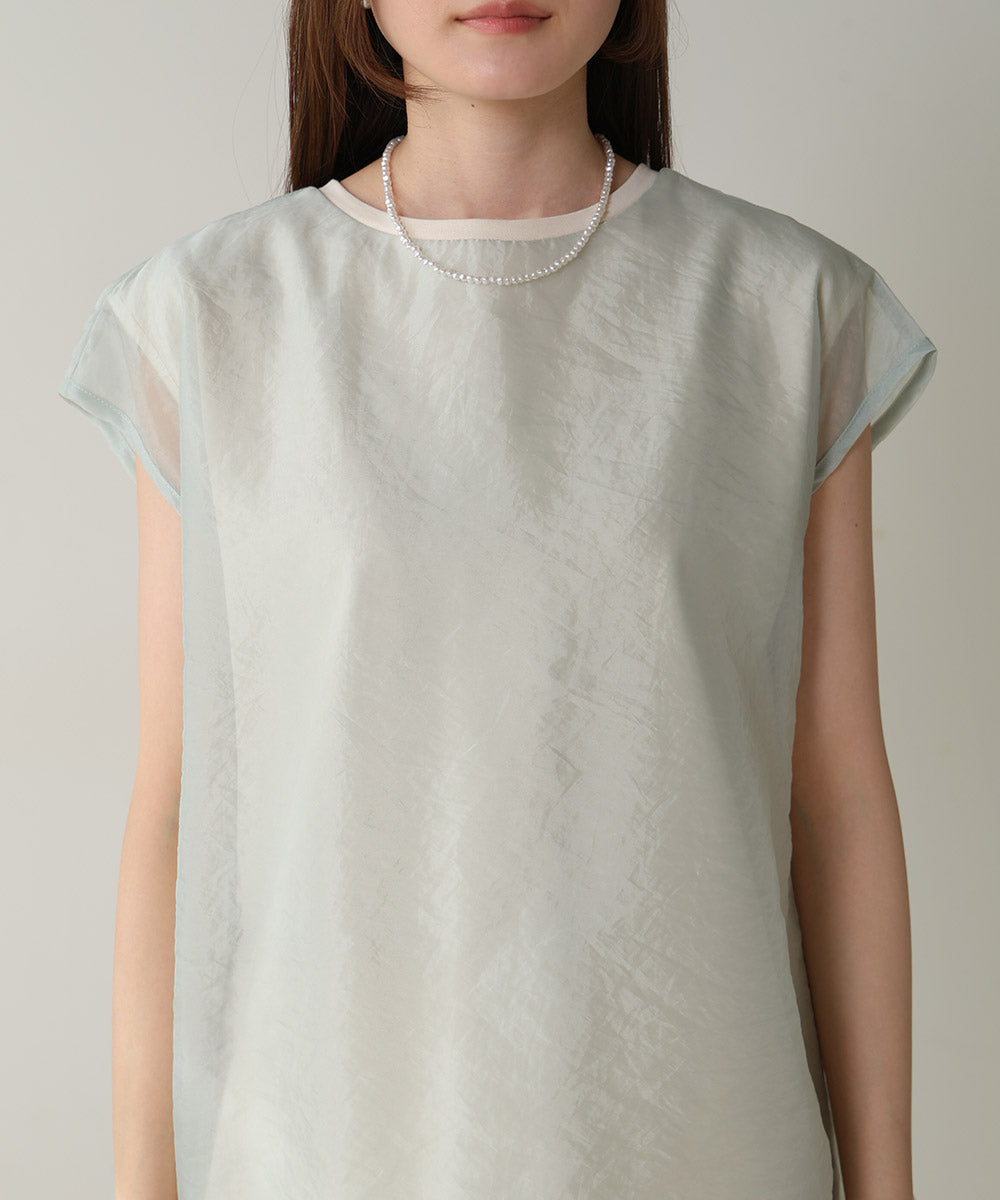 シアーレイヤードノースリーブトップス