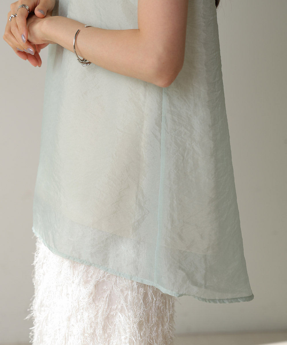 シアーレイヤードノースリーブトップス