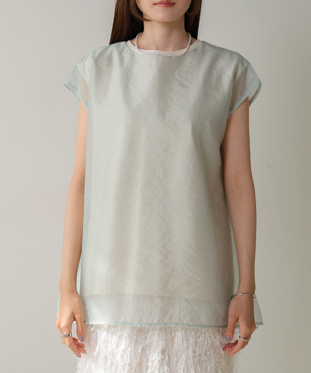 シアーレイヤードノースリーブトップス