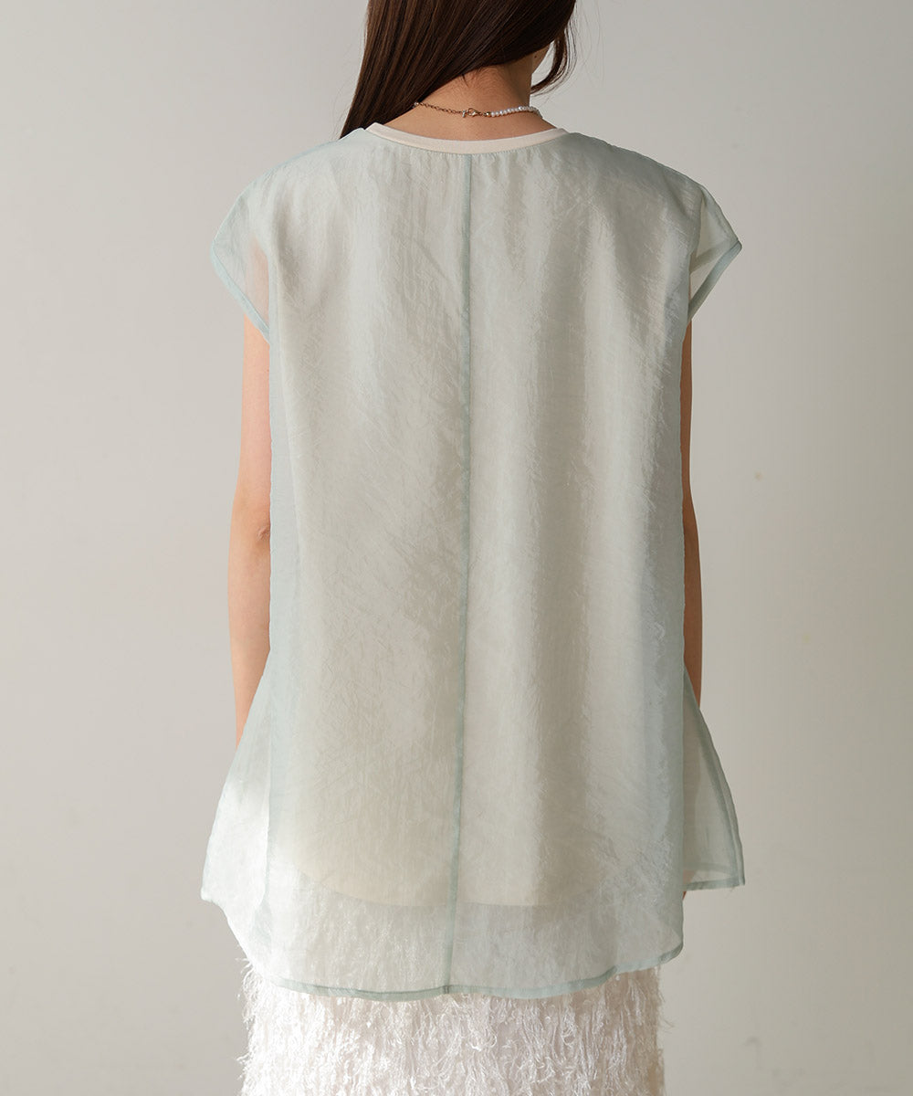シアーレイヤードノースリーブトップス