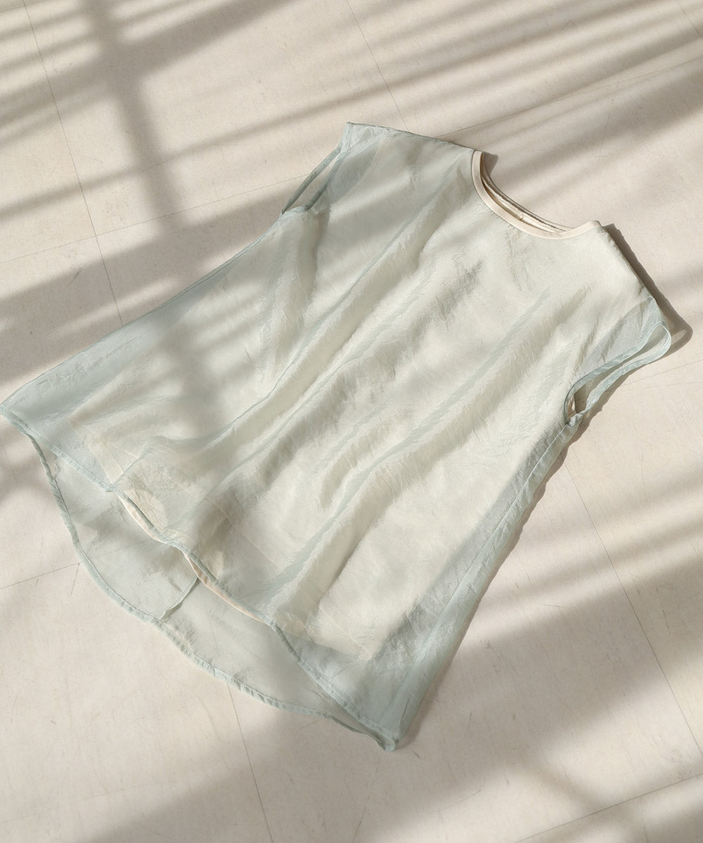 シアーレイヤードノースリーブトップス