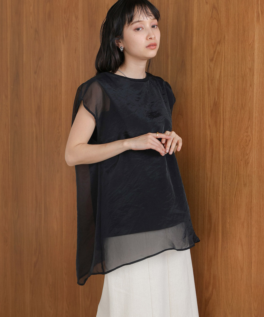 シアーレイヤードノースリーブトップス