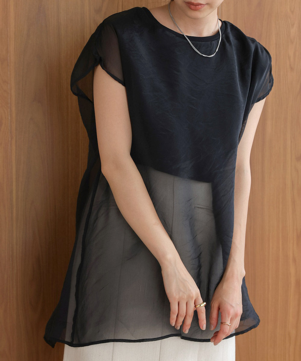 シアーレイヤードノースリーブトップス