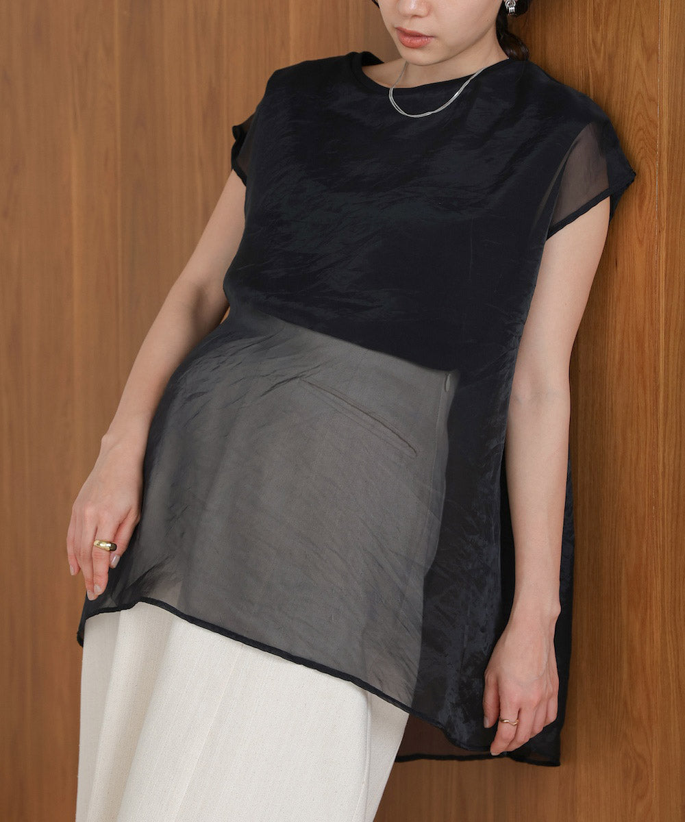 シアーレイヤードノースリーブトップス
