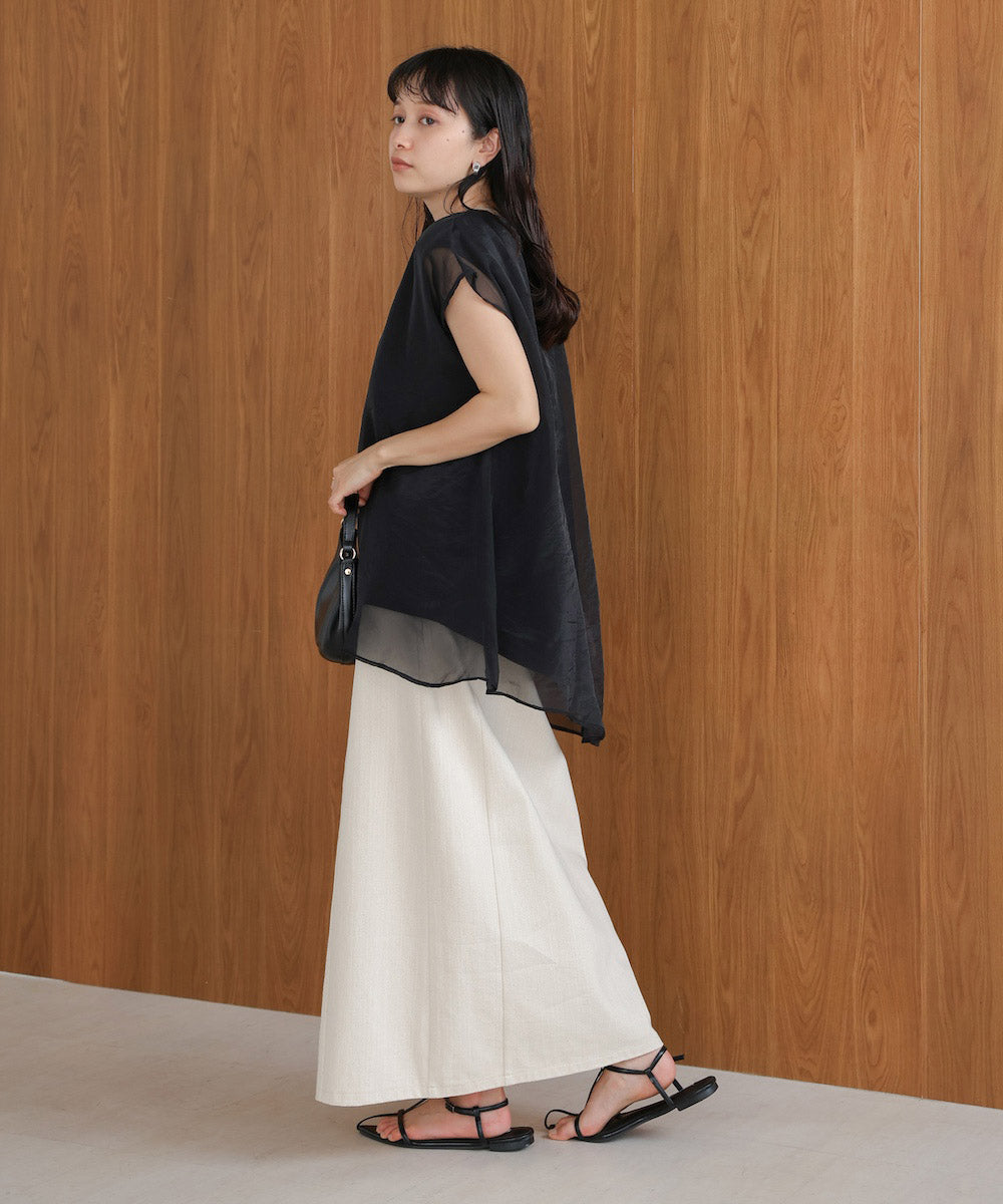 シアーレイヤードノースリーブトップス