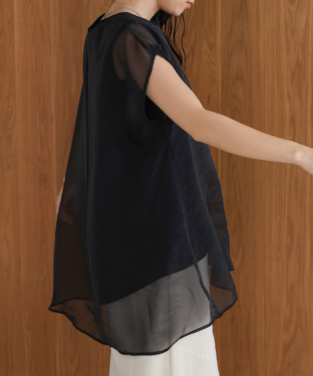 シアーレイヤードノースリーブトップス