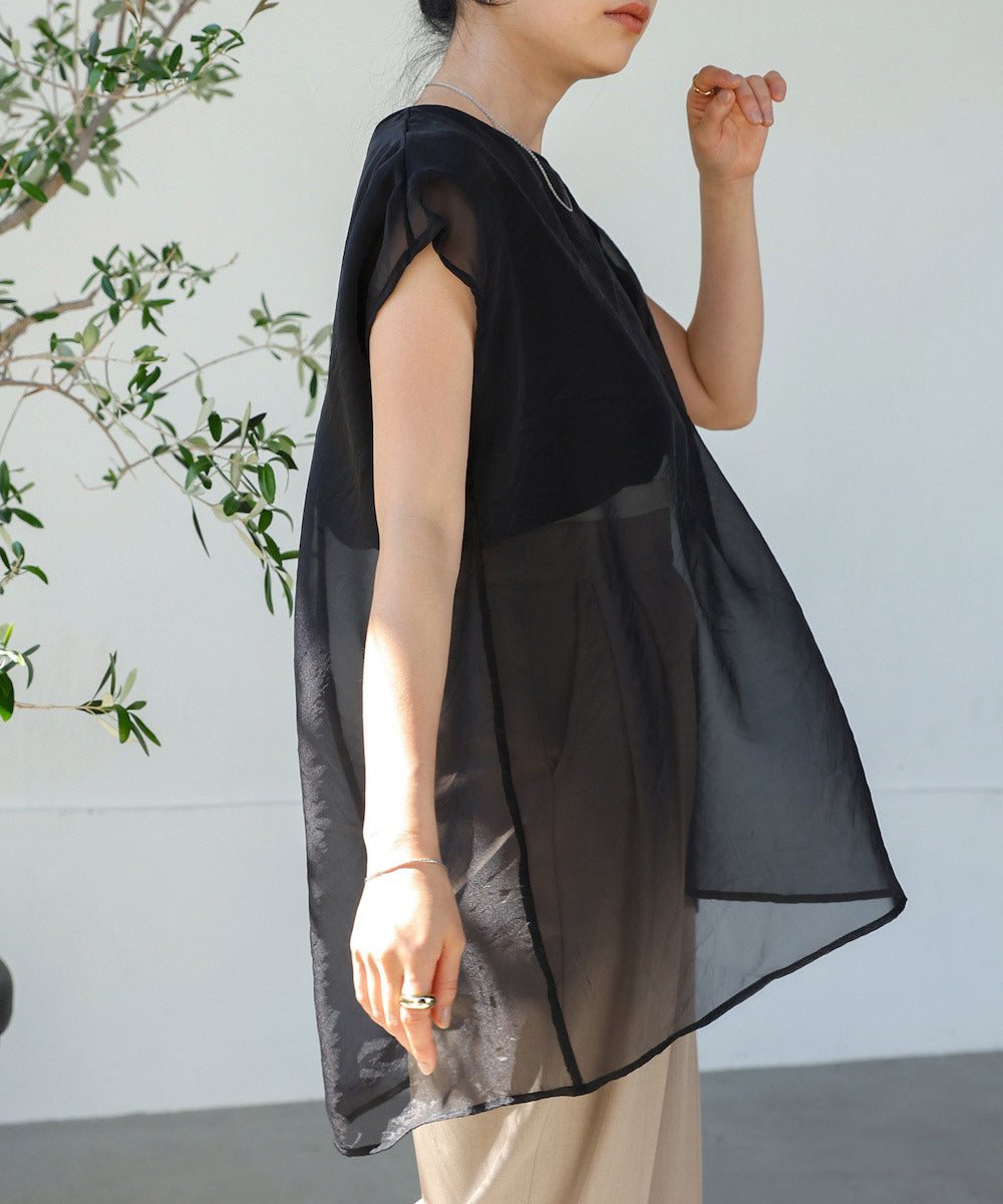 シアーレイヤードノースリーブトップス