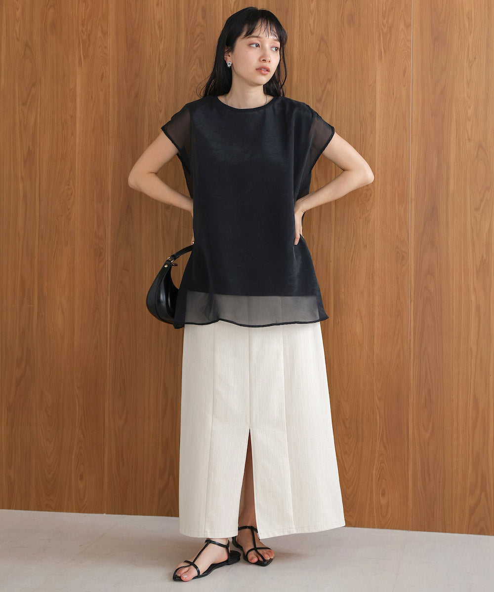 シアーレイヤードノースリーブトップス