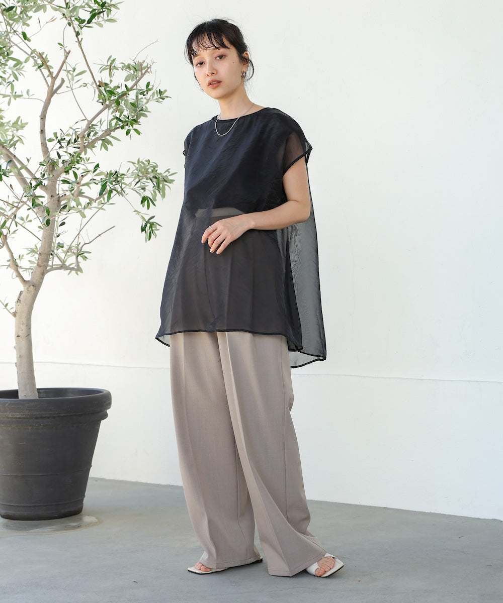 シアーレイヤードノースリーブトップス