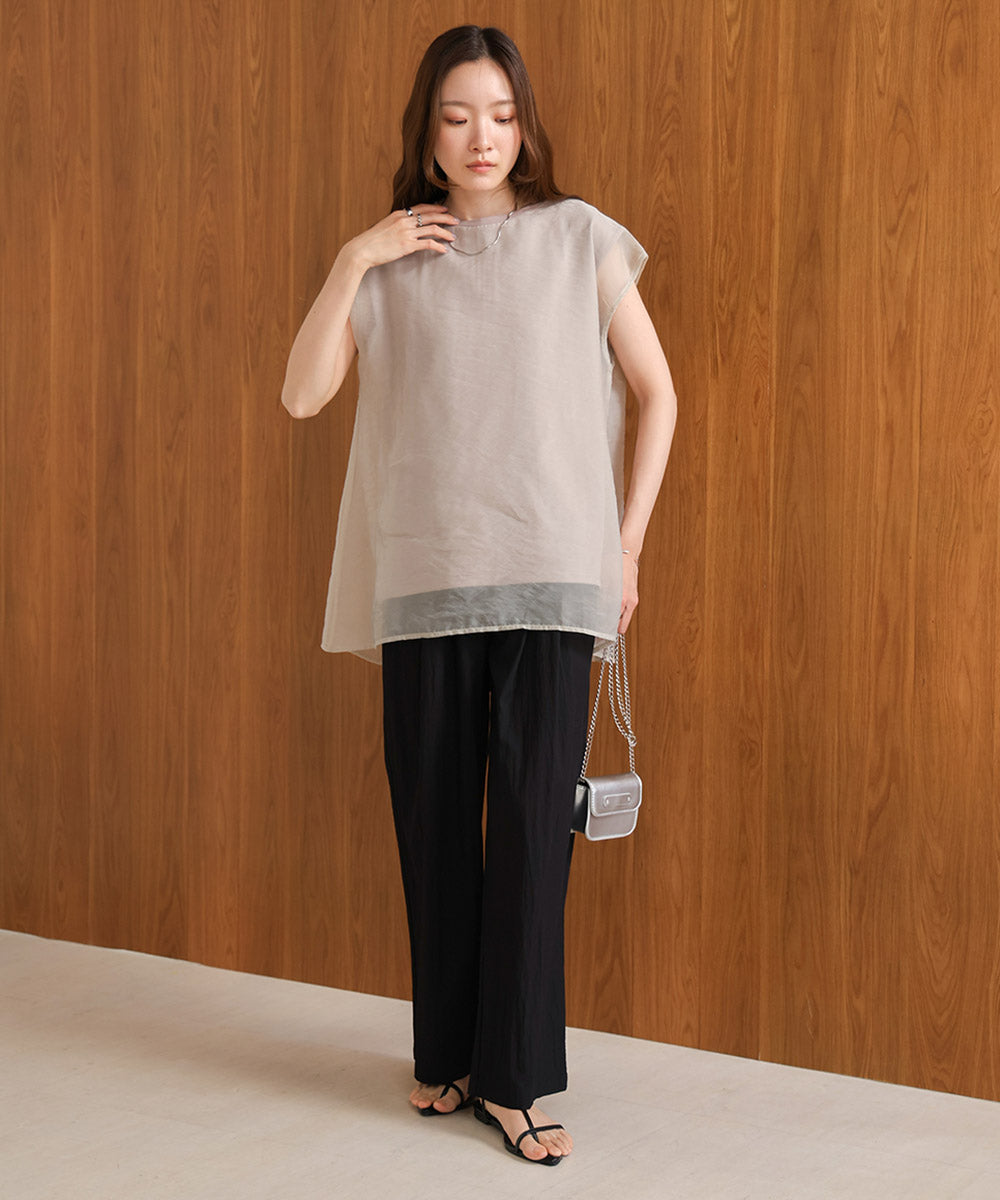 シアーレイヤードノースリーブトップス