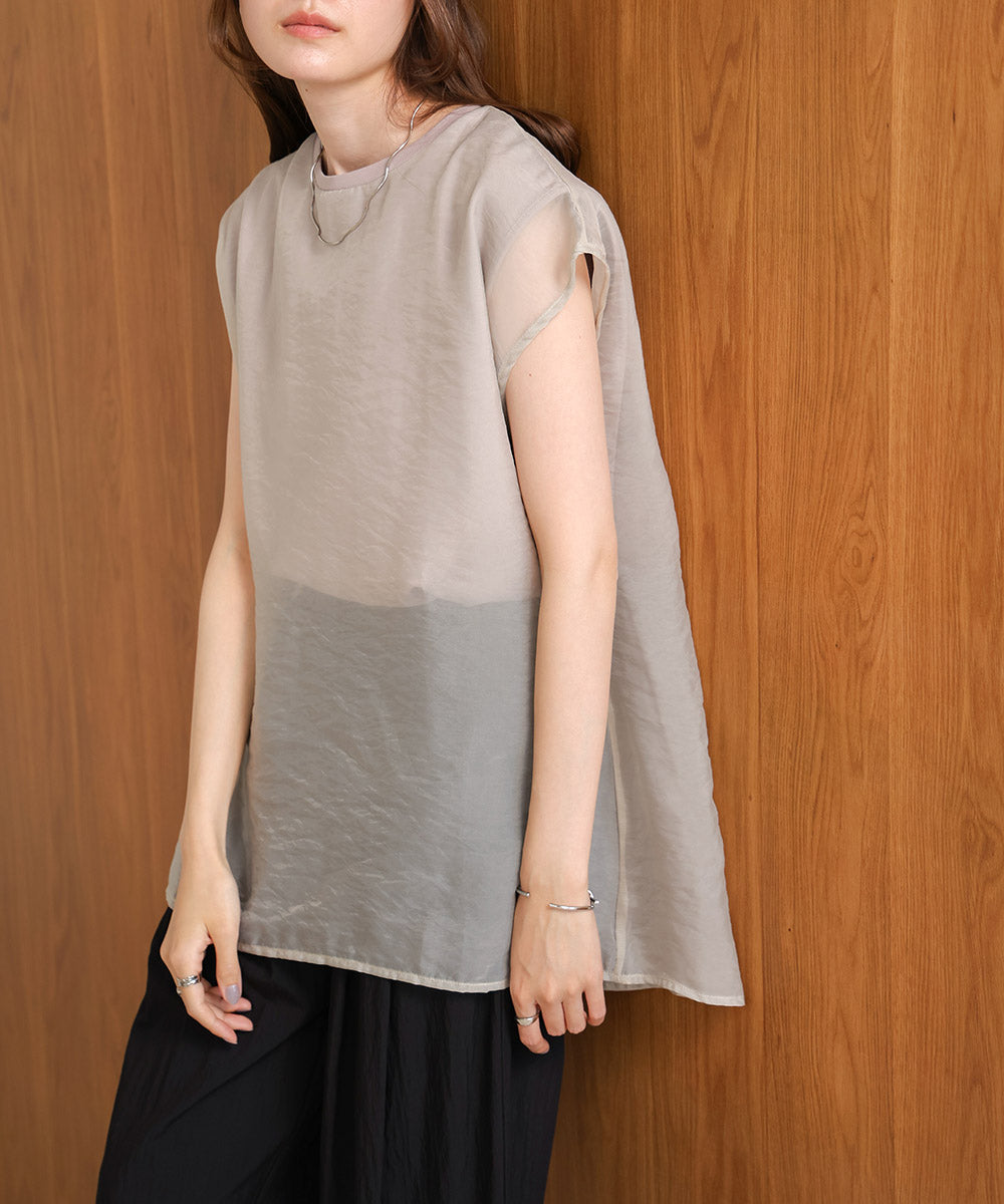 シアーレイヤードノースリーブトップス