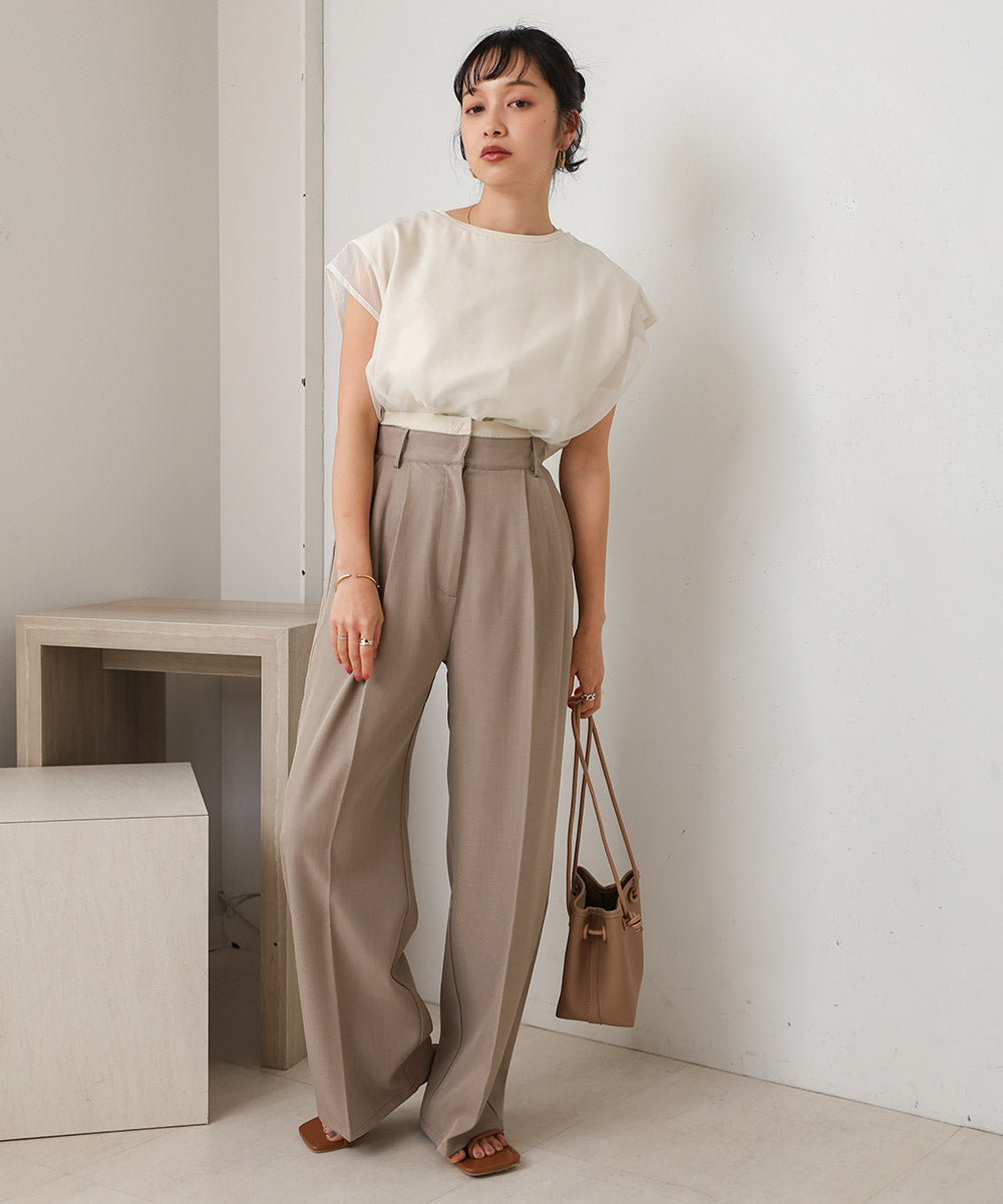 シアーレイヤードノースリーブトップス