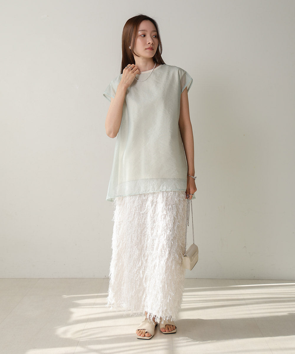 シアーレイヤードノースリーブトップス