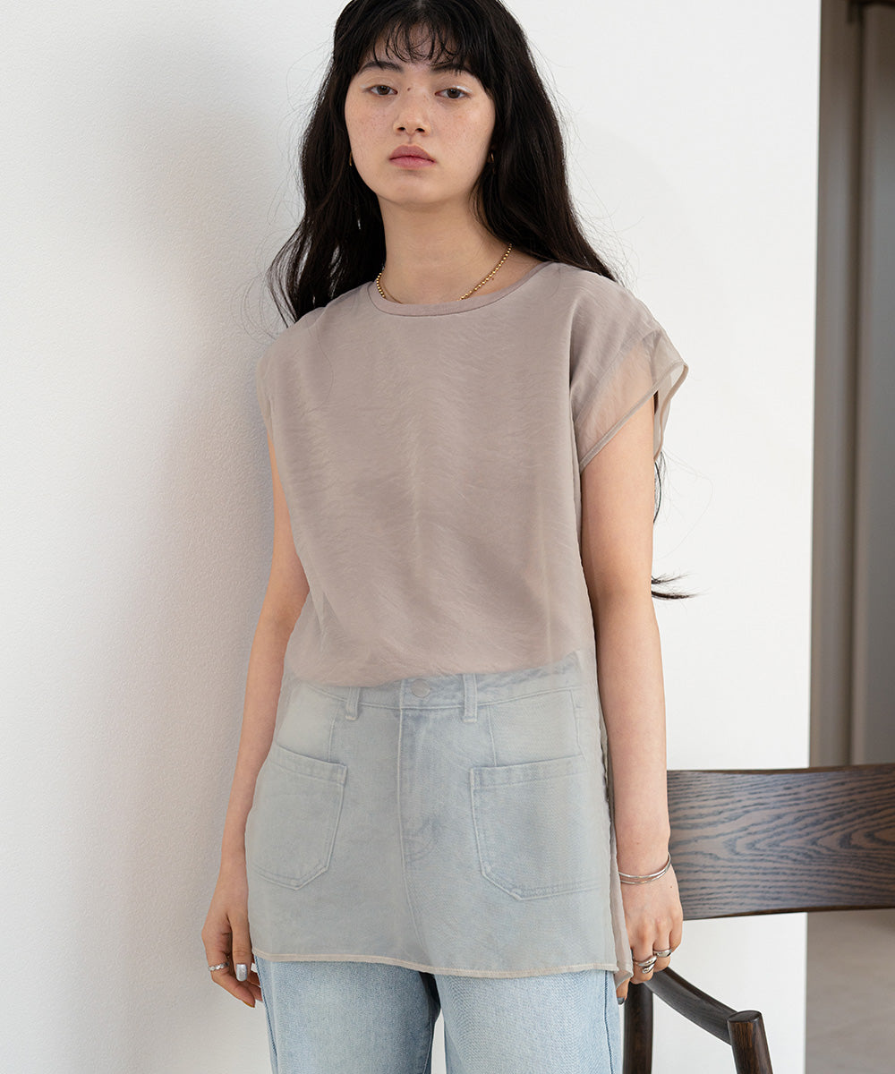 シアーレイヤードノースリーブトップス