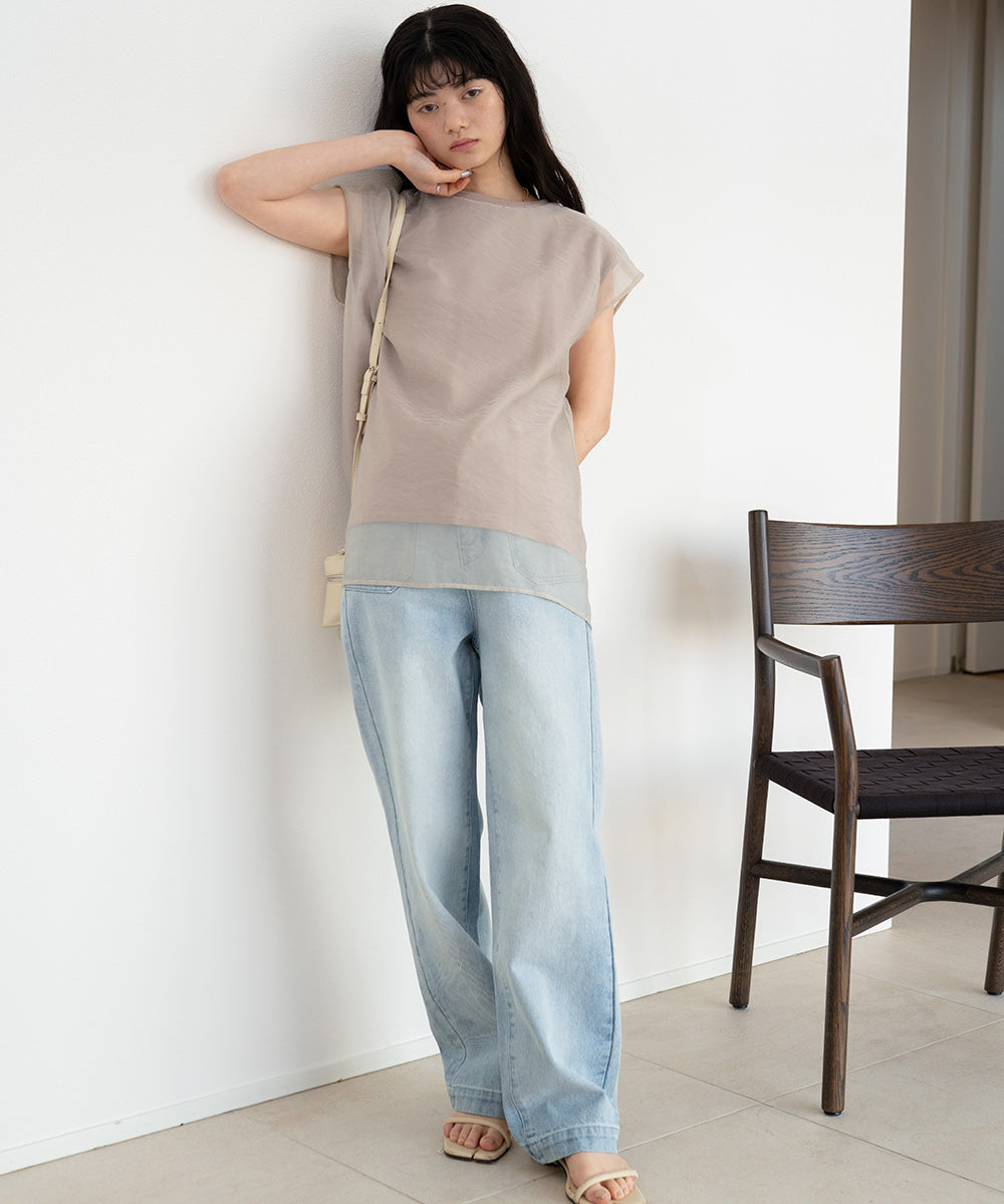 シアーレイヤードノースリーブトップス