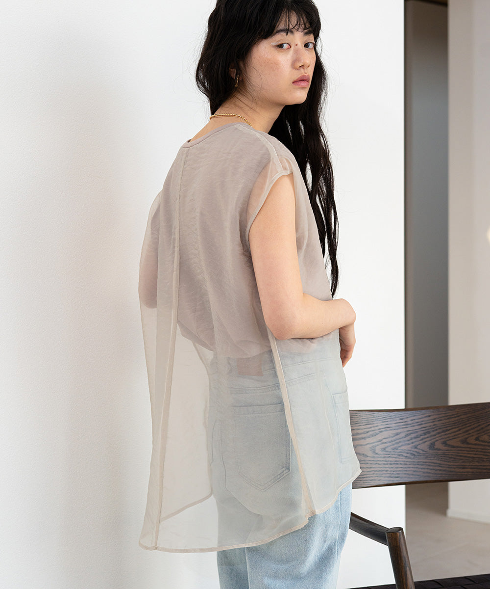 シアーレイヤードノースリーブトップス