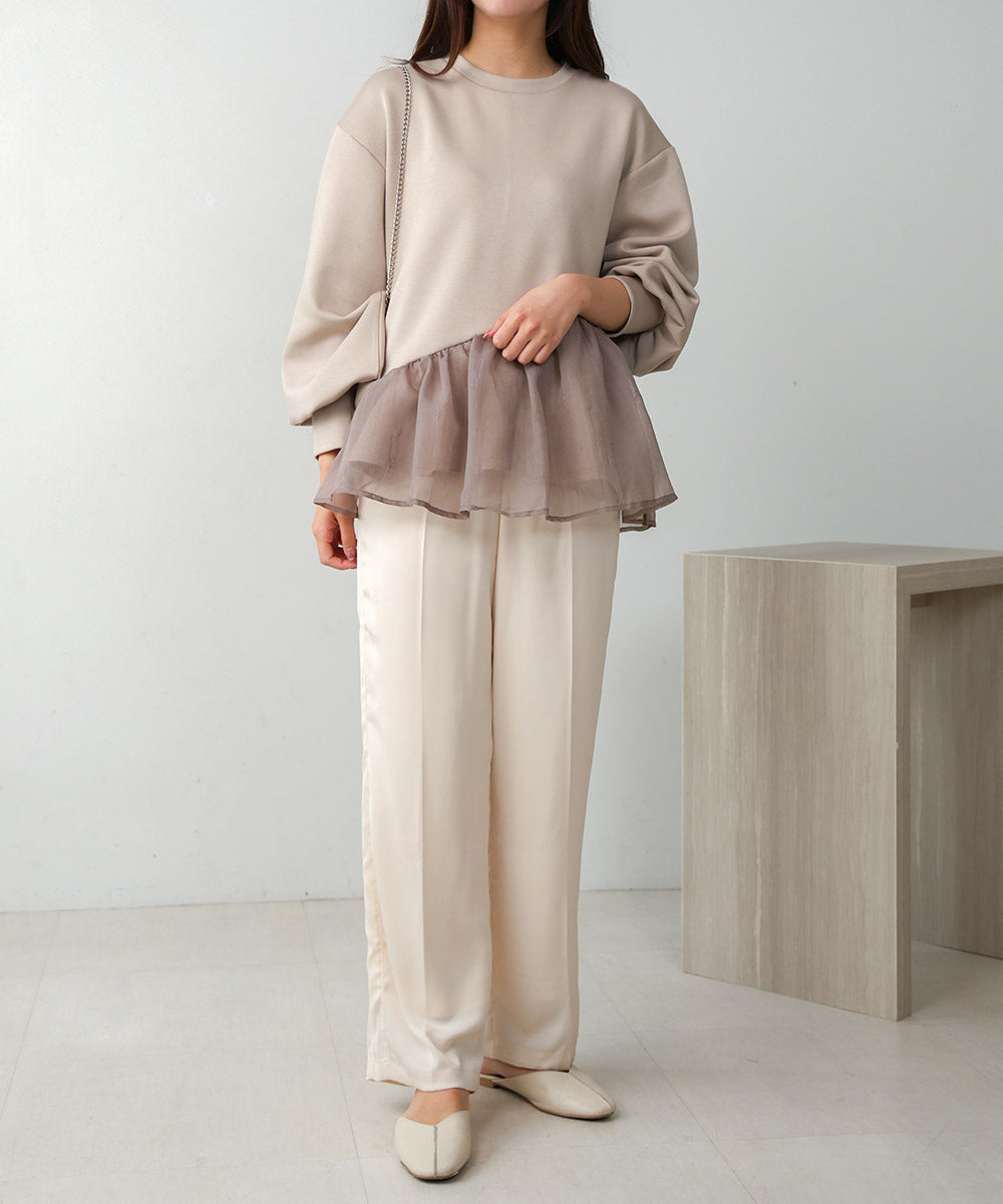 【S/M/L展開】サテンラインパンツ