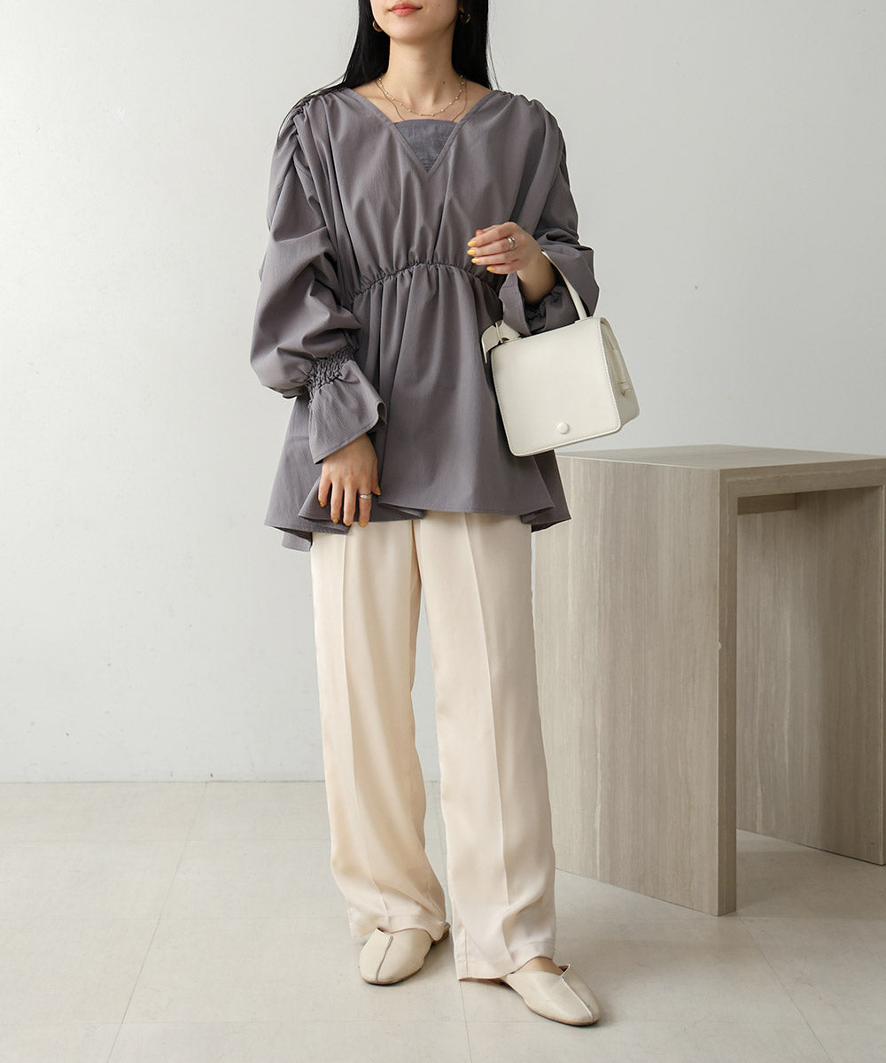 【S/M/L展開】サテンラインパンツ