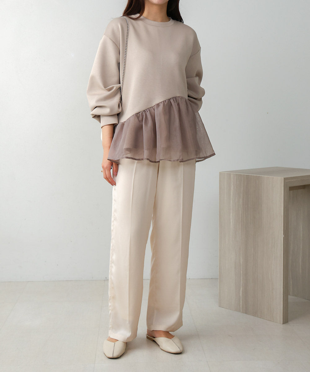 【S/M/L展開】サテンラインパンツ