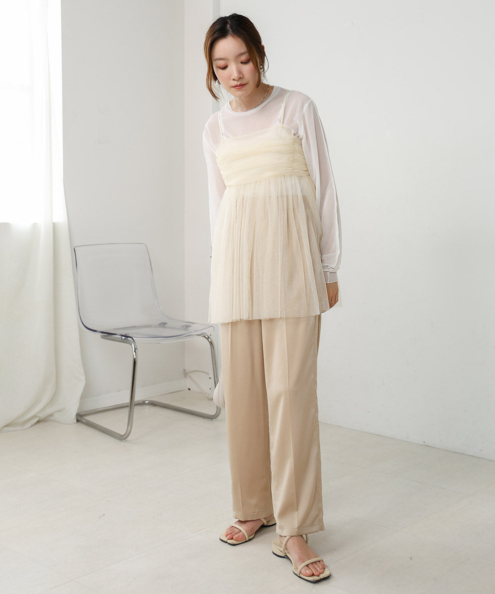 【S/M/L展開】サテンラインパンツ