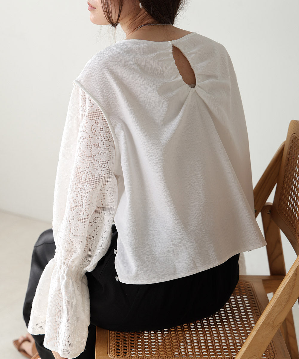 キャンディースリーブレースブラウス