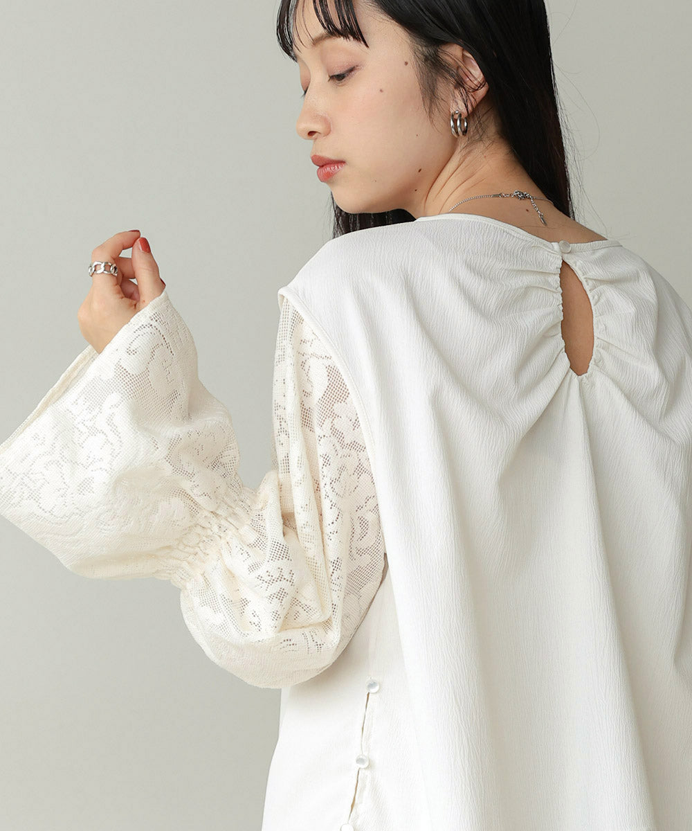 キャンディースリーブレースブラウス