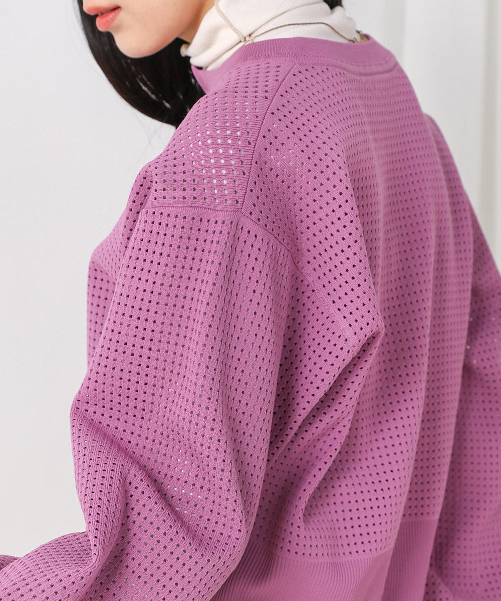 【WEB限定】軽量メッシュニットカーディガン