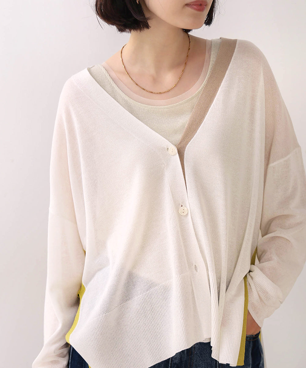 配色シアーカーディガン