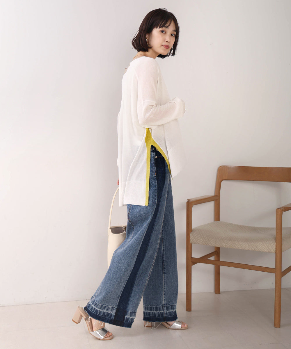 配色シアーカーディガン