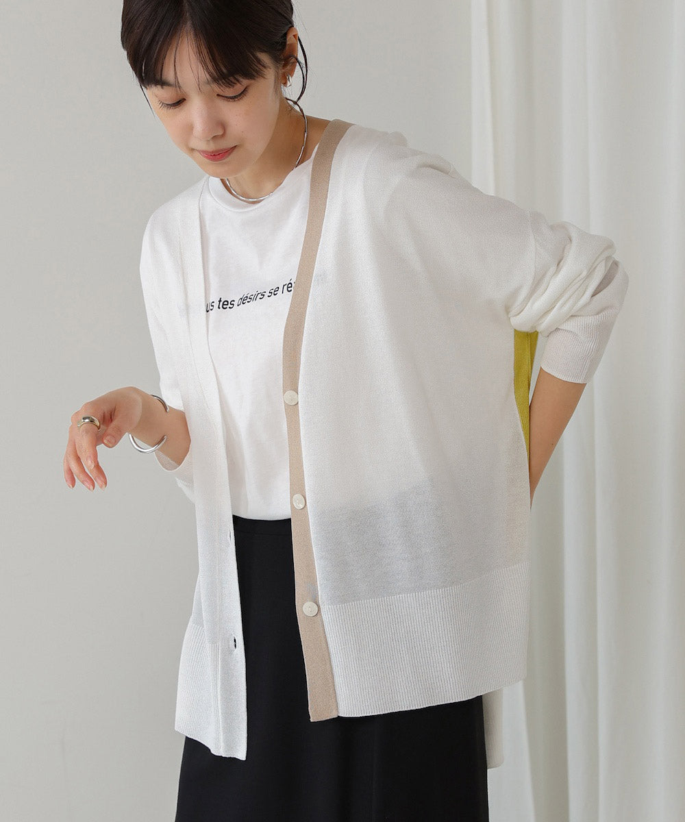 配色シアーカーディガン