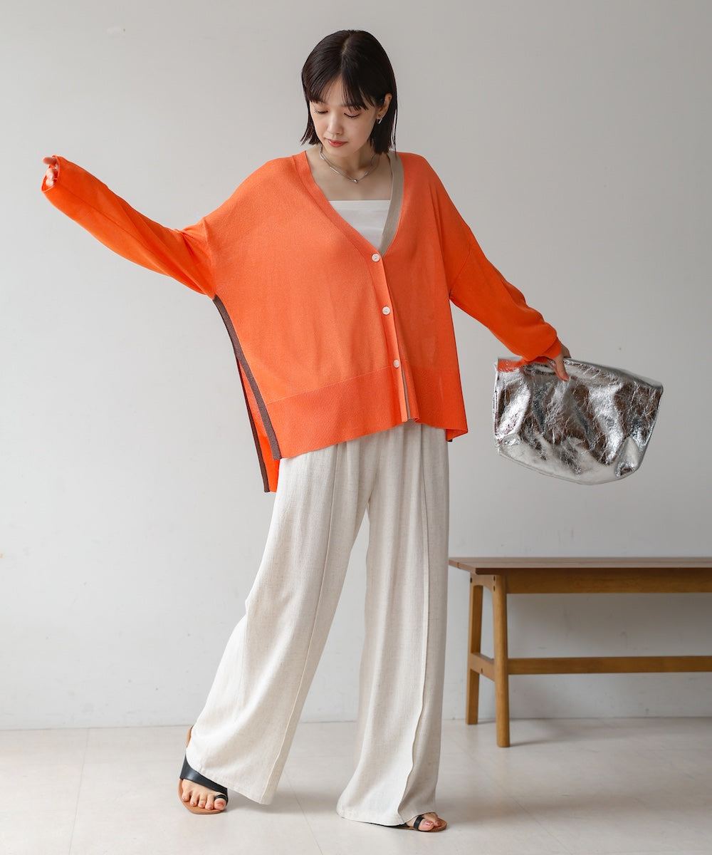 配色シアーカーディガン