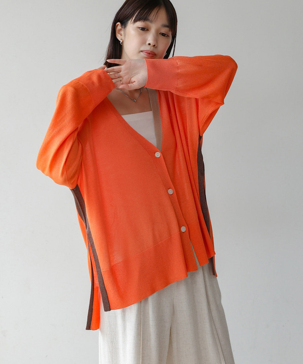 配色シアーカーディガン