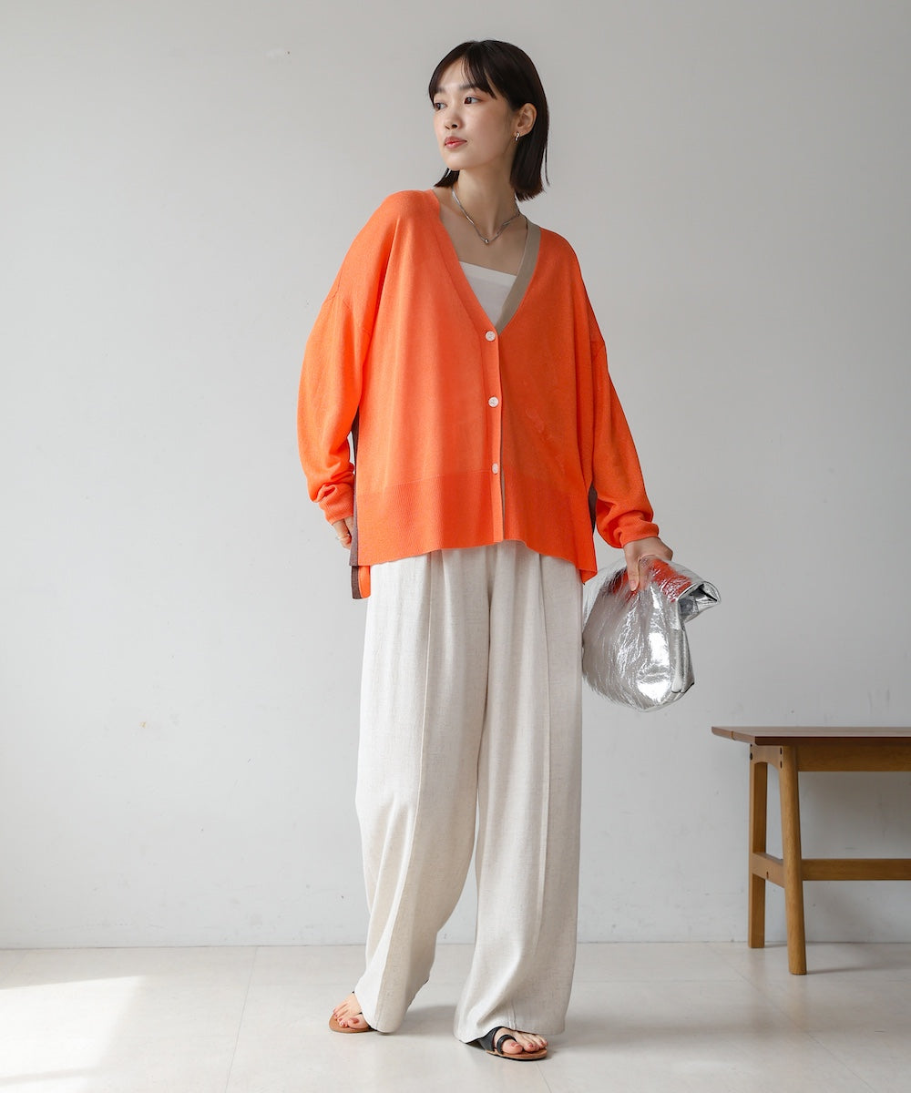 配色シアーカーディガン