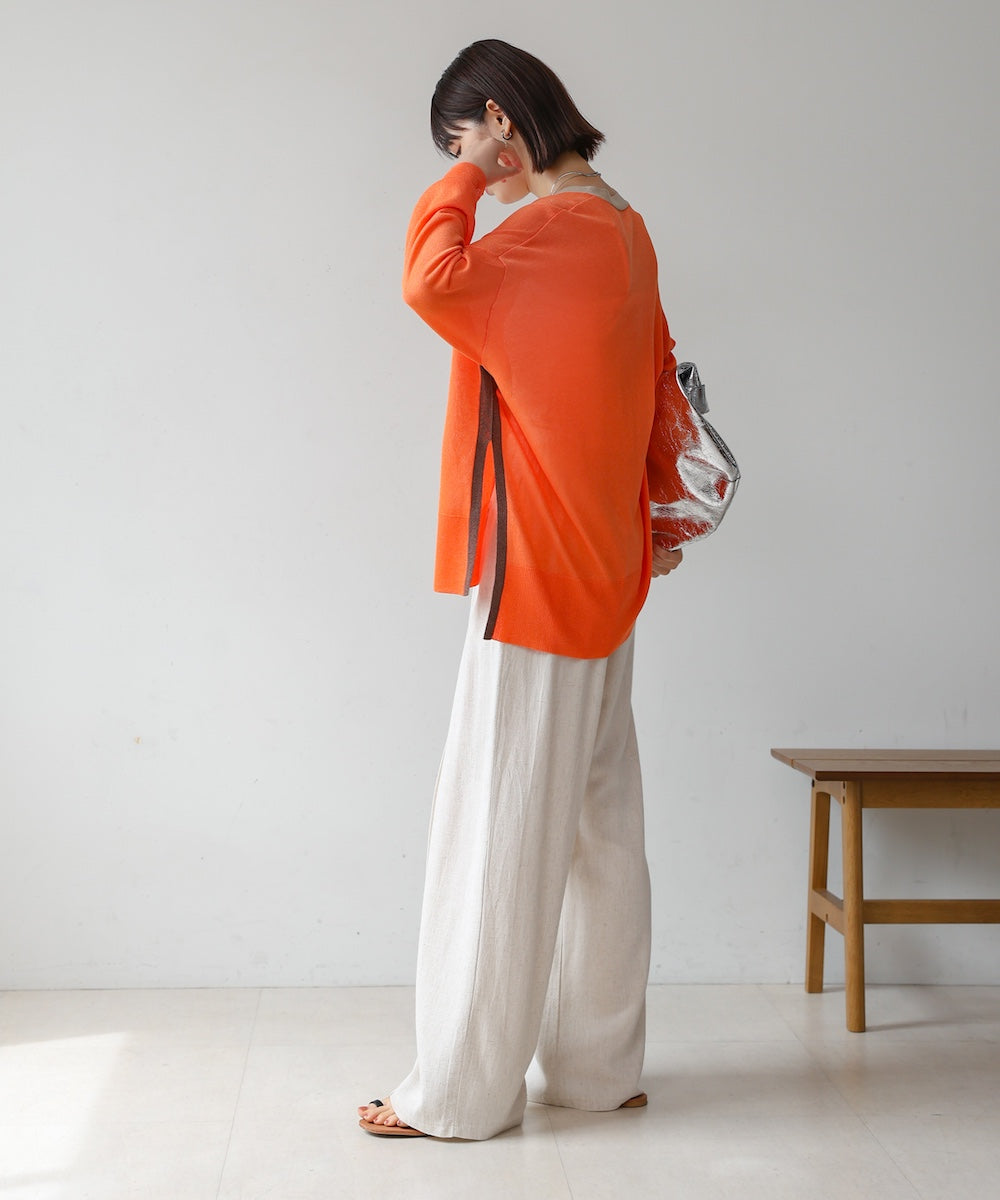 配色シアーカーディガン