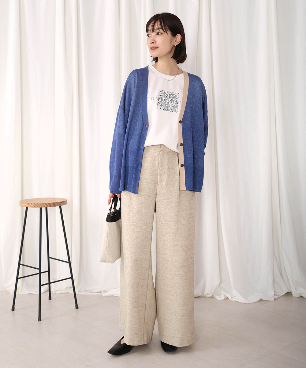 配色シアーカーディガン