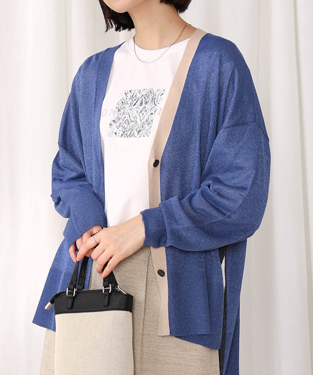 配色シアーカーディガン