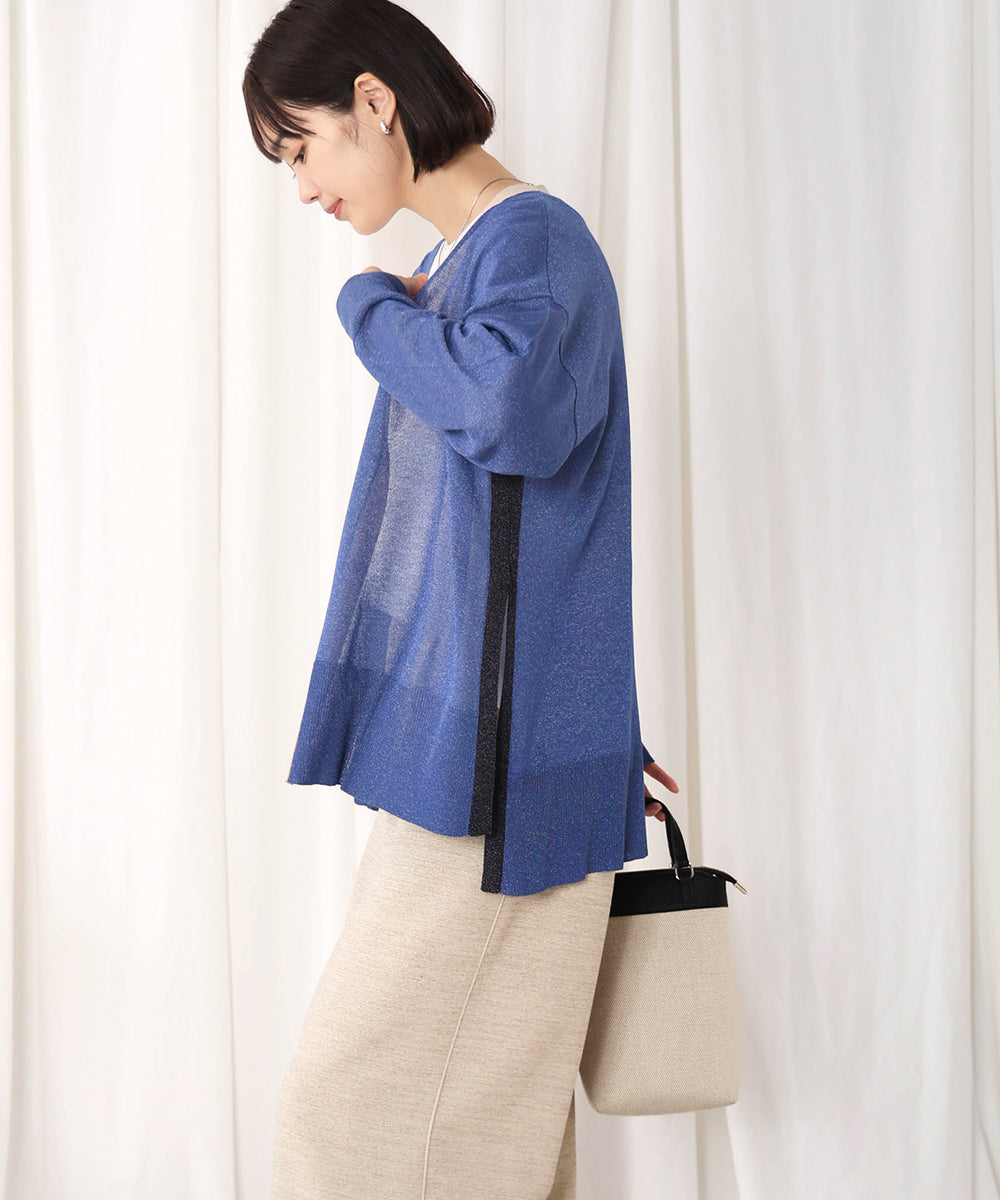 配色シアーカーディガン