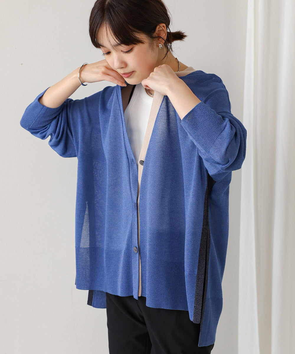 配色シアーカーディガン