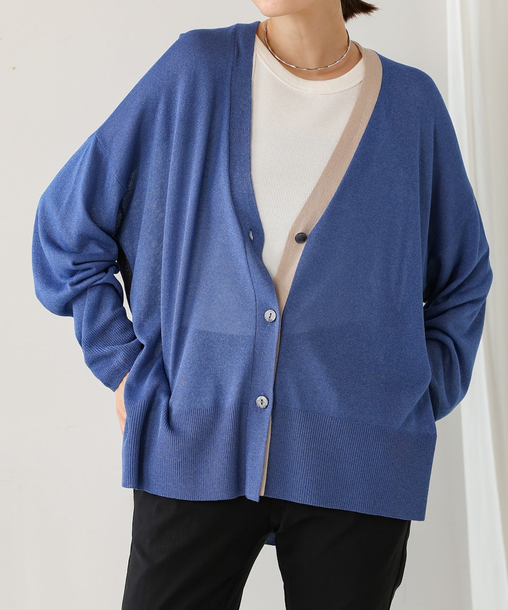 配色シアーカーディガン