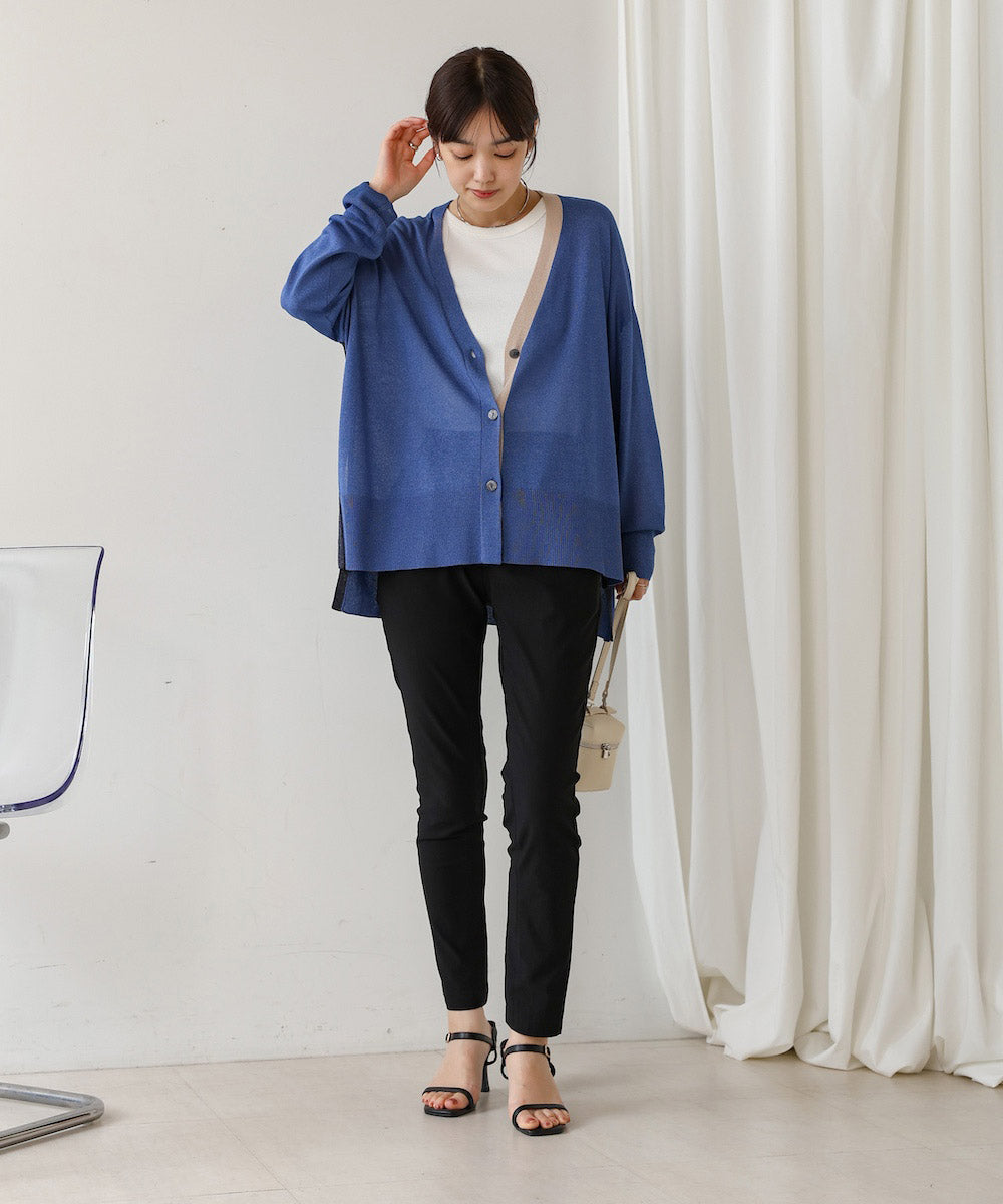 配色シアーカーディガン