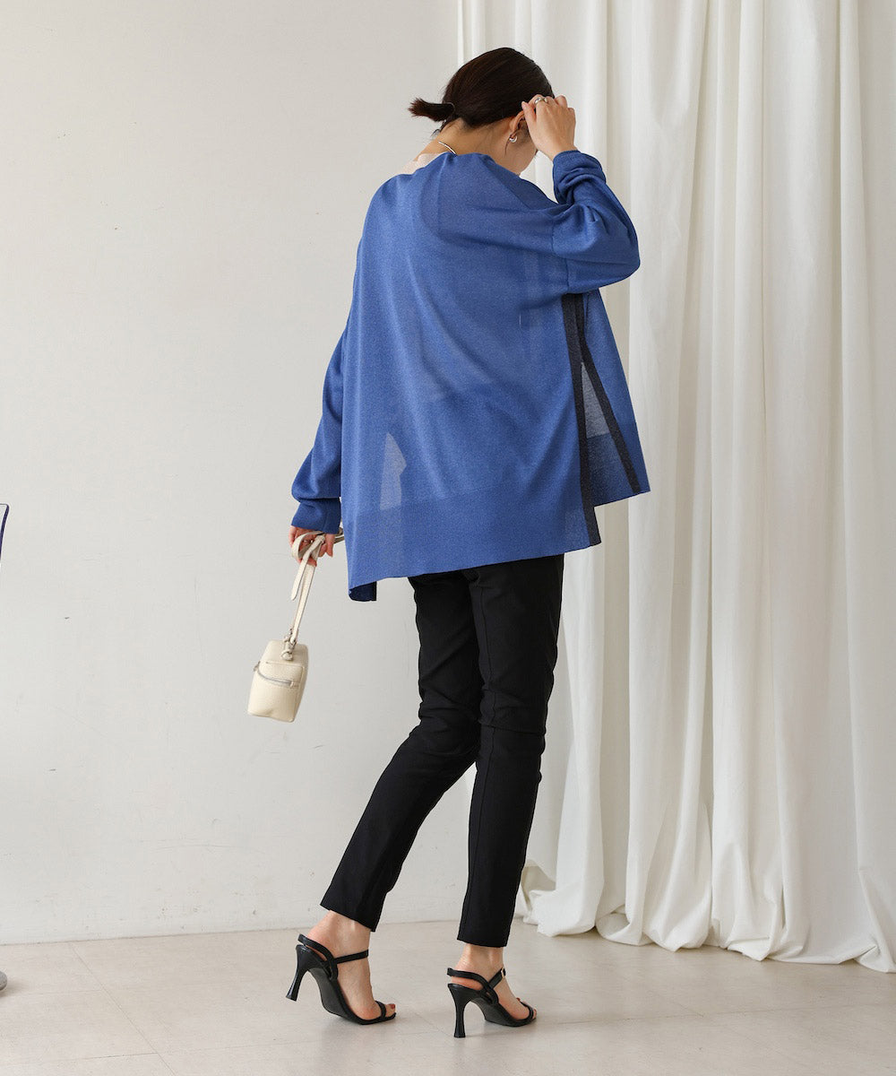 配色シアーカーディガン