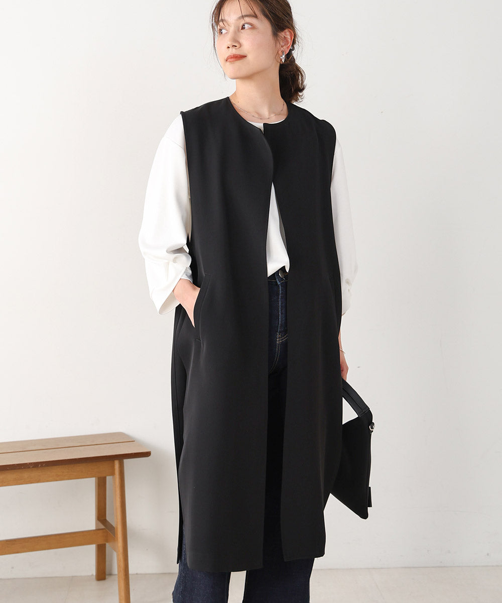 【WEB限定】BACKベルトボタン付きシンプルジレ