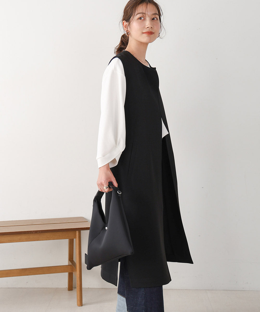 【WEB限定】BACKベルトボタン付きシンプルジレ