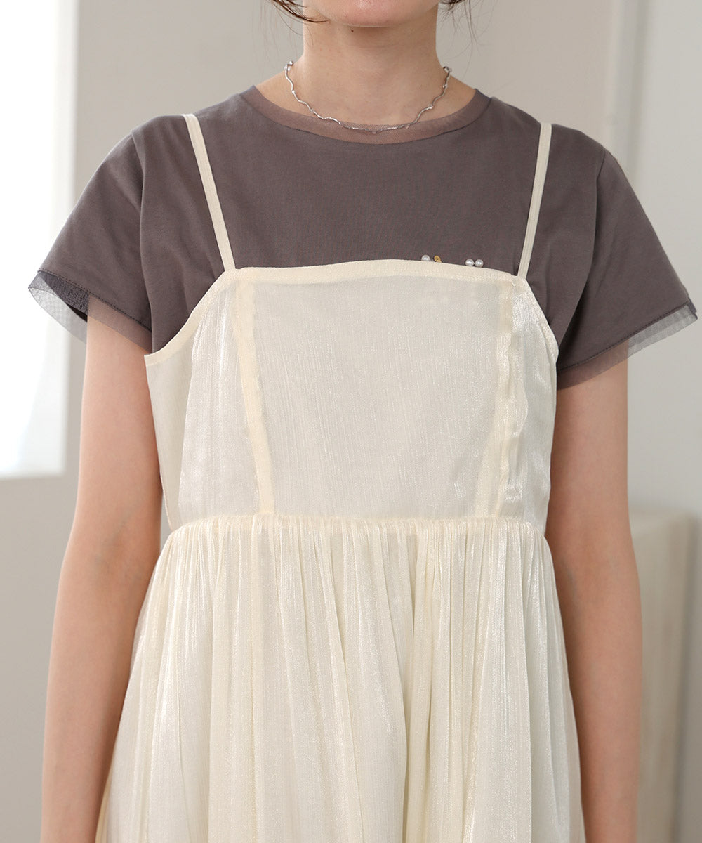 【S・Mサイズ展開】シアーキラキラキャミワンピース