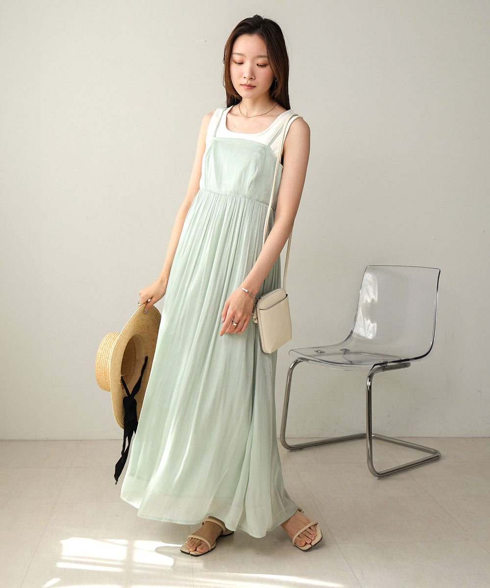 【S・Mサイズ展開】シアーキラキラキャミワンピース