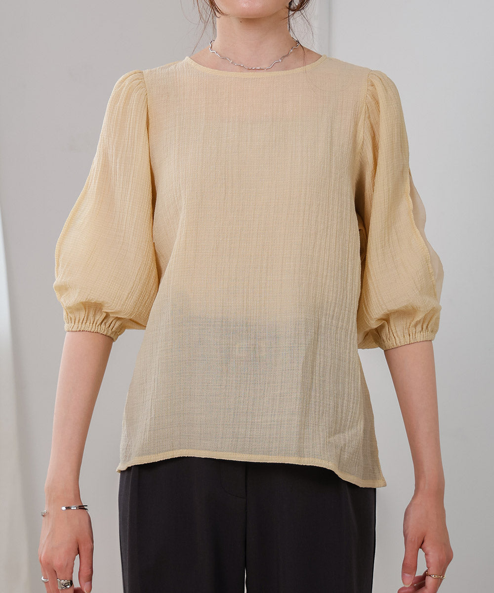 袖ボリュームシアー使いブラウス