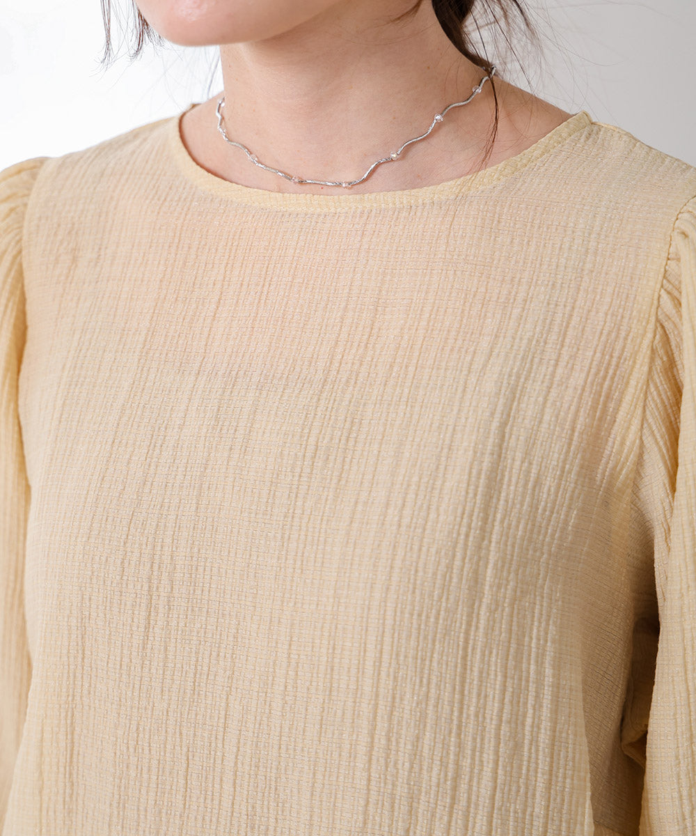 袖ボリュームシアー使いブラウス