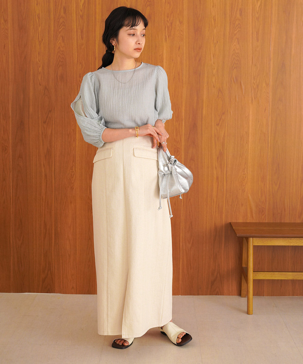 袖ボリュームシアー使いブラウス