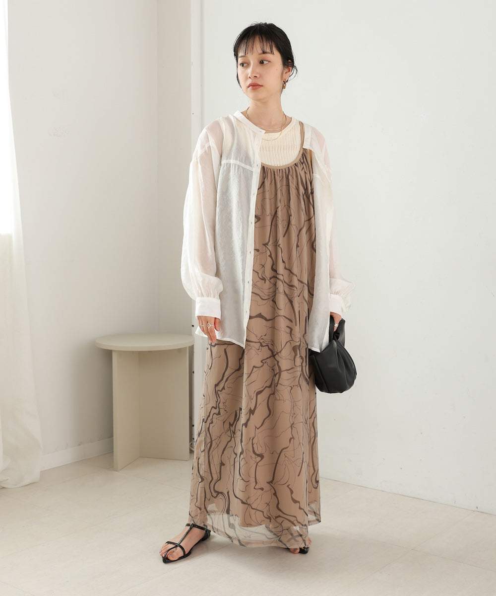 【S・Mサイズ展開】マーブルシアーメッシュキャミワンピース