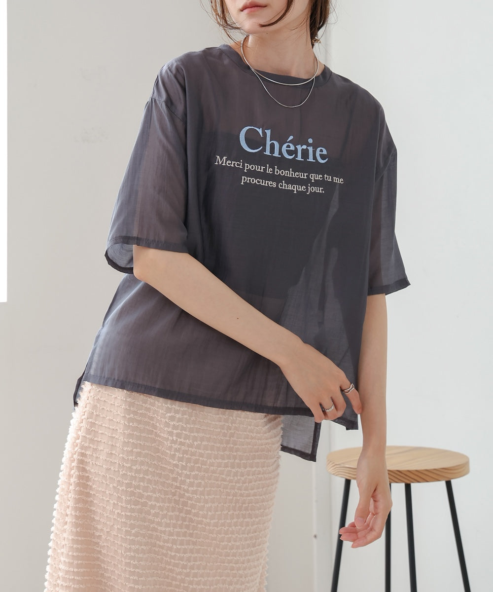 刺繍ロゴシアーブラウスTシャツ